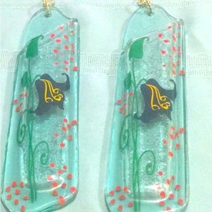 Hanging Flower Bud Vases 2 Hand-Blown & painted Gorgeous bud vases A unique Gift